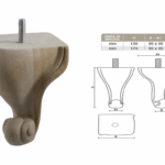Piede Legno Faggio Grezzo con Vite Filettata Ma10x30 d.95x95/35 mm.130h | Gpi